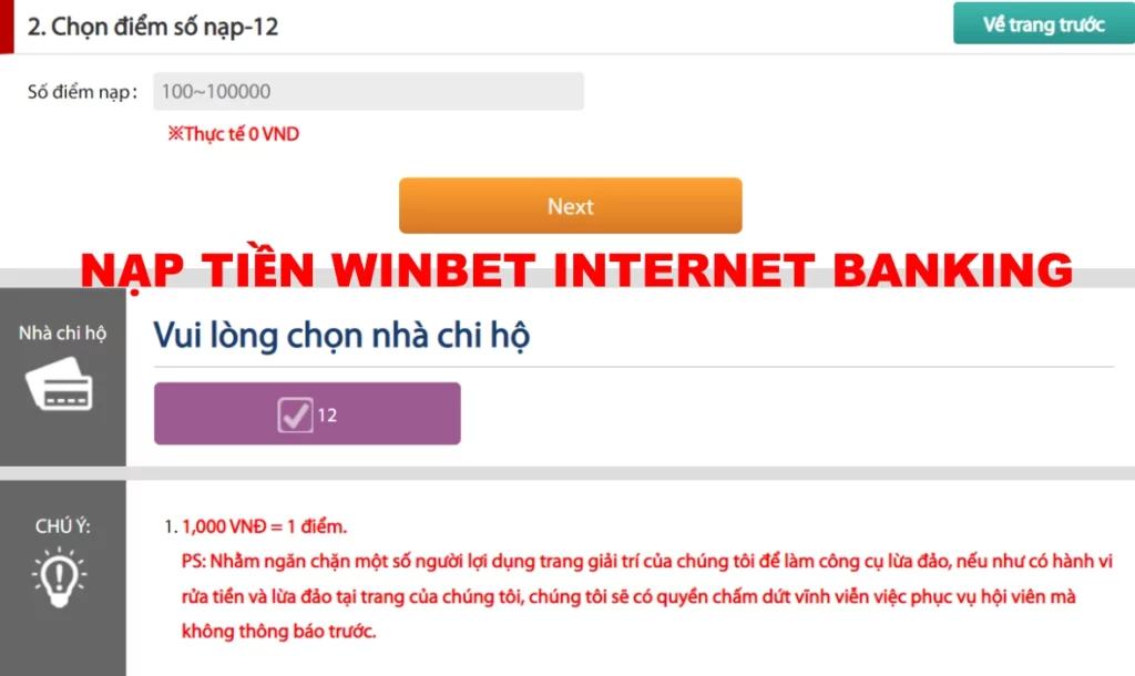 nạp tiền winbet qua internet banking