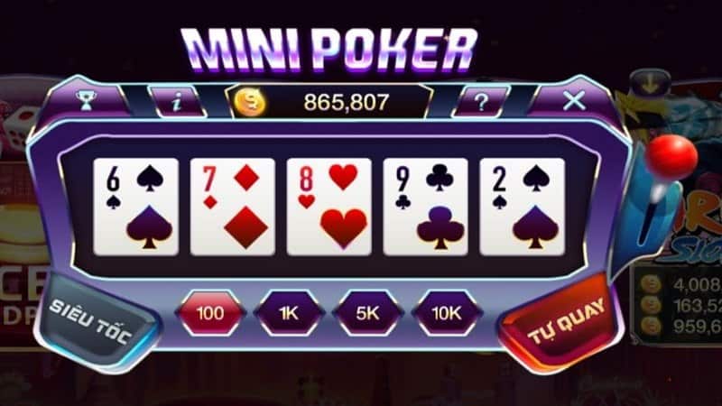 Mini Poker là sảnh chơi cực hot của cổng game Nổ Hũ 52